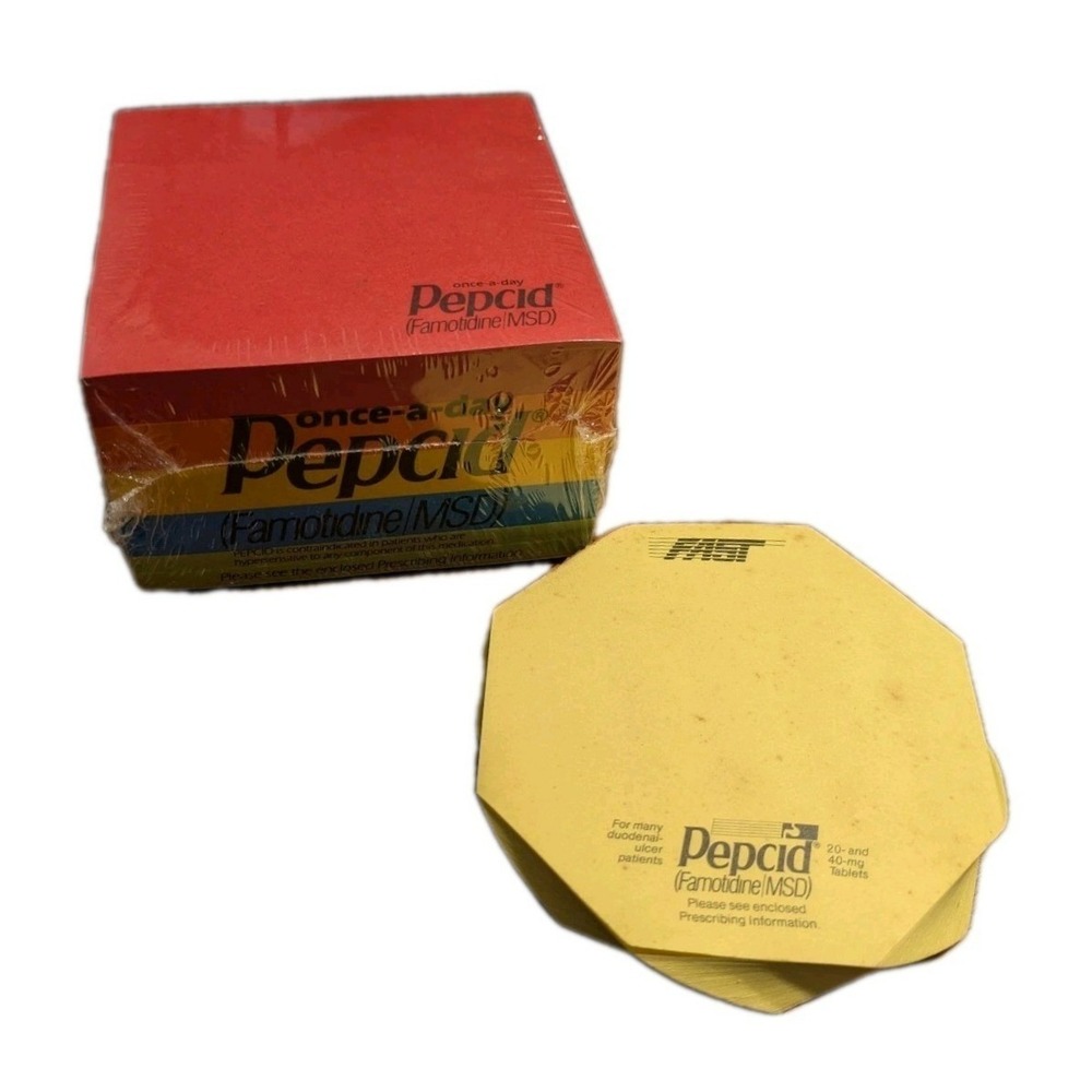 Vintage Pepcid Famotidine MSD Pharmaceutical Promo Sticky Note Pad Cube Lot